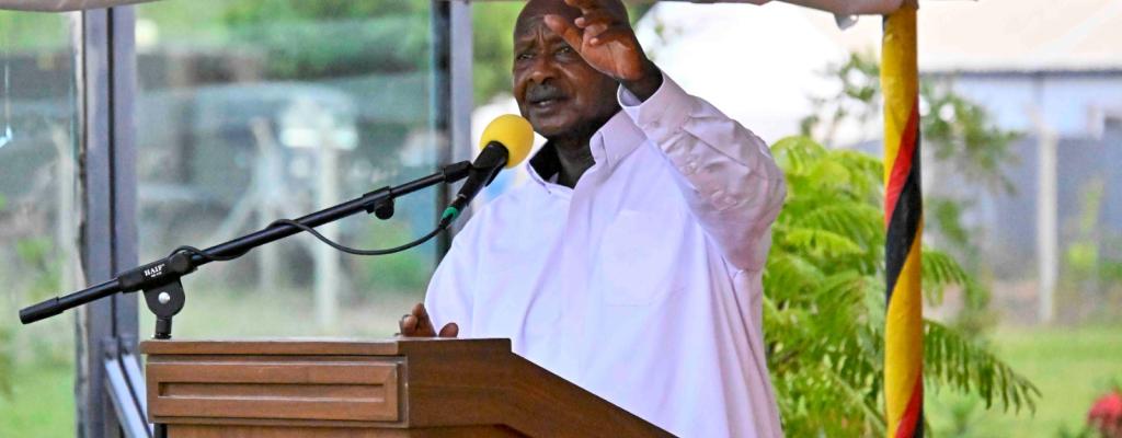  President Yoweri Museveni addressing the gathering while officially launching the Soroti Industrial Presidential Skilling Hub